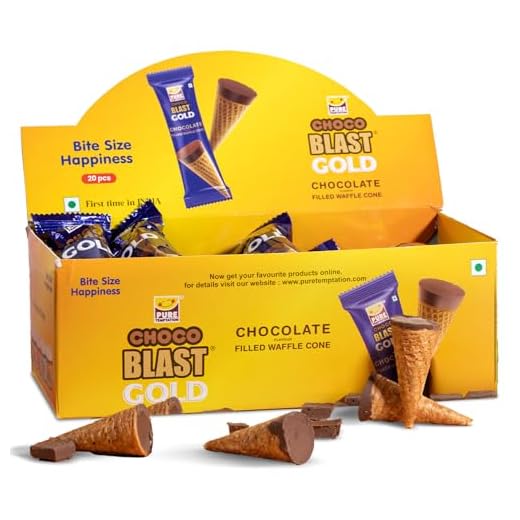 ChocoBlast® Premium Delicious Flavoured Chocolate Fills Choco Waffle Cones Dispenser Pack - 25 Pcs