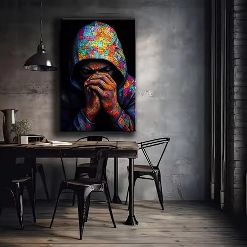BSIibncV Abstract Hip Hop Rapper Portrait Poster Prints Colorful Graffiti Art Canvas Painting Wall Art Living Room Home Decor(50x70cm/Frameless)