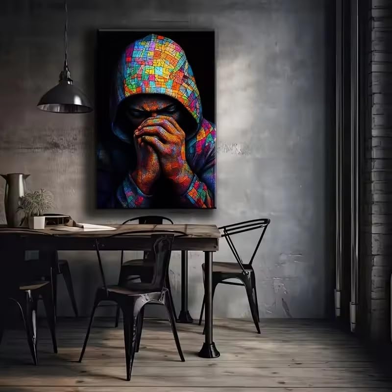 Affiche de rappeur hip-hop BSIibncV portrait graffiti peinture sur toile 20x30cm avec cadre