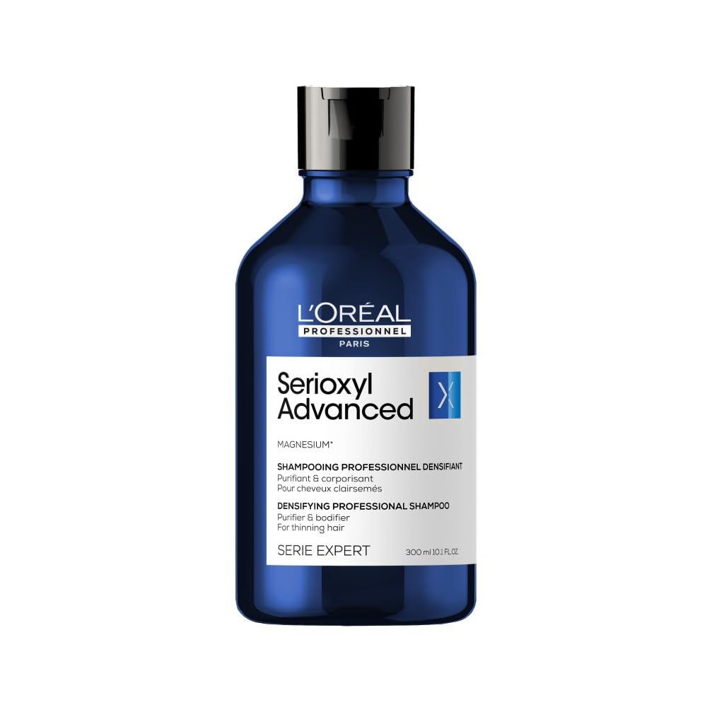 L'OREAL PROFESSIONNEL - Shampoing Densifiant & Corporisant - +22% de Volume dès la 1ère Utilisation - Soin Volumateur pour Cheveux Clairesemés - Sans Silicone - Serioxyl Advanced - 300 ml