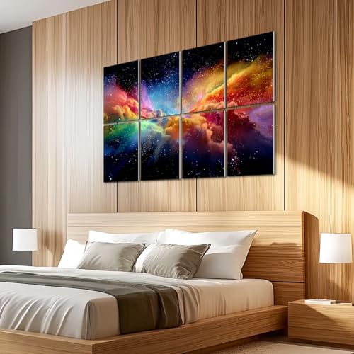 8 Pack de Paneles Acústicos Artísticos para Absorción de Sonido con Diseño Abstracto de Nebulosa Cósmica, Explosión, Nubes Arcoíris Vibrantes, Estrellas, Espacio Estrellado, Paneles Decorativos Autoadhesivos para Estudios de Grabación y Oficina 48"x32" miniatura 5