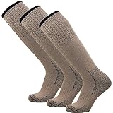 Heavy Work Boot Socks – Durable Comfortable - Great for Hiking, Camping, Hunting (L/XL, Khaki - 3 Pack)