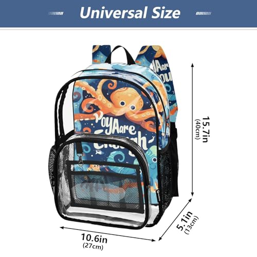 Cartoon animal sea Blue Kids Clear Backpacks For School Clear Bookbags With Side Pocket Seethrough PVC Bag4
