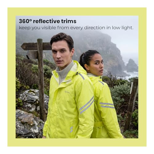Image of Lifelong Unisex Adult H2Go Pro 3 Rain Standard Length Jacket I 10000mm Waterproof Nylon Shell | Motorcycle Riding Rain Jacket | Heat Sealed Seams | Drycore WR Zippers - Hi-Viz Green, L