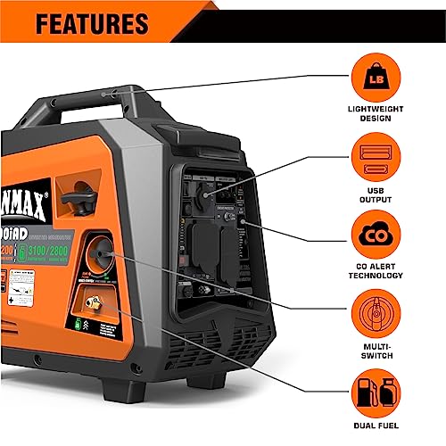 GENMAX Portable Generator, 3500W Super Quiet Gas or Propane Powered Engine with Parallel Capability, Manual start,Ideal for Camping Travel Outdoor.EPA Compliant - Image 5