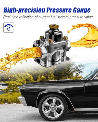 Image of Adjustable Fuel Pressure Regulator with Gauge Fit for Holley Edelbrock | Replace 12-803, 4-1 /2-9 PSI, 3 /8in NPT