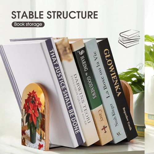 Sujetalibros de Navidad de madera antideslizante para evitar caídas de libros 8
