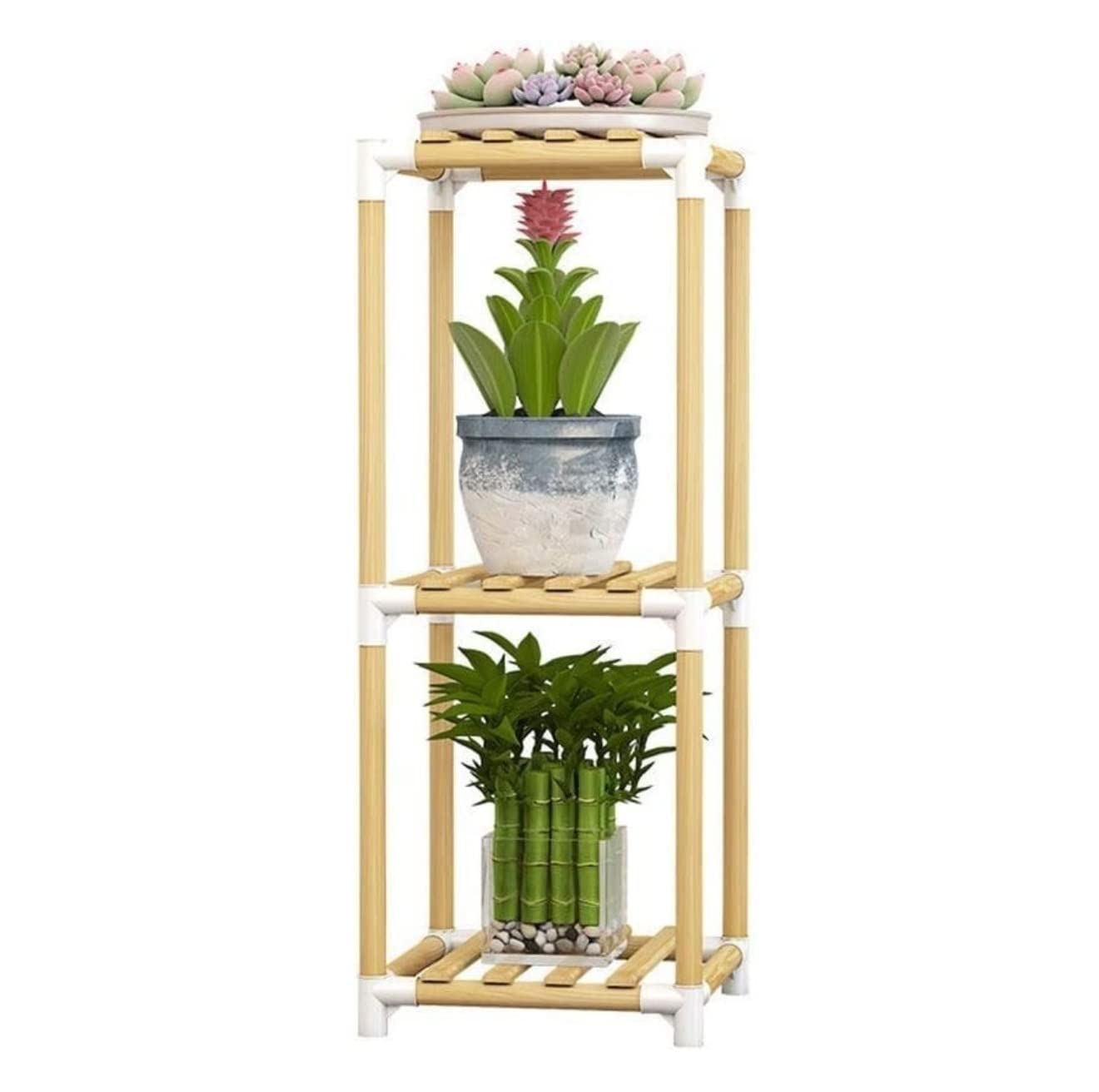 Lpmengs-EU Plant Stand Plant Shelves Flower Holder 3-Tier Multifunctional Flower Shelf Stair-Shaped Shelf Plant Stand Save Space