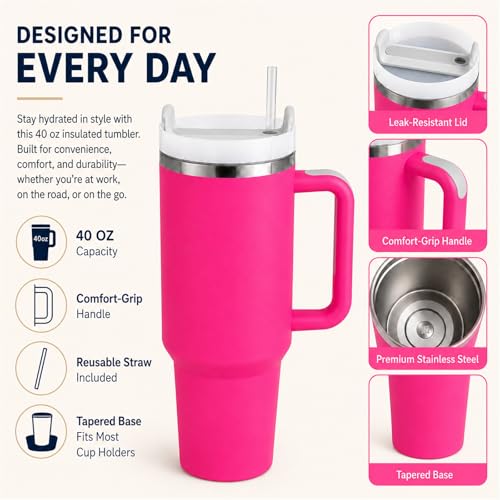 Image of Pandance 4 Pack 40 oz Tumbler with Handle and Straw Bulk, Vibrant Mix