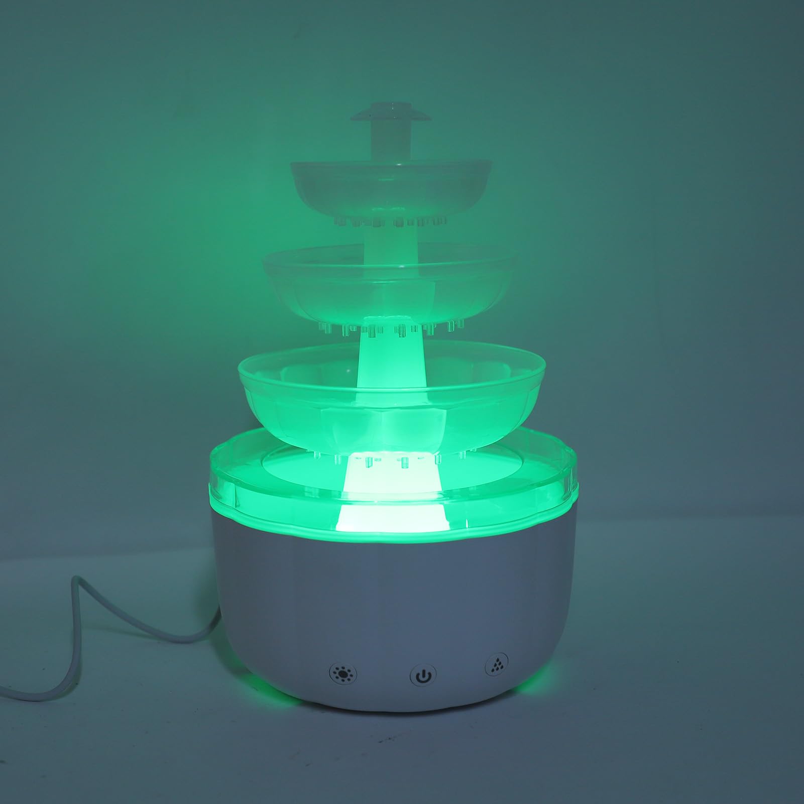 LiebeWH Difusor de Aceite Esencial de Fuente, Humidificador de Aire de Escritorio con Flujo de Agua PP, Niebla de Aromaterapia de 500 Ml, Luz Colorida, Apagado Automático Silencioso para Yoga en el