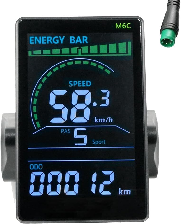 M6C Electric Bike LCD Display Meter 24V-60V E Scooter LCD Panel Color Screen with USB for Mountain Electric Bike(5PIN)