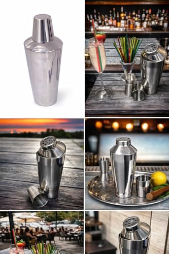 Chabrias Ltd 3-Piece Stainless Steel Cocktail Shaker 795ml (28oz) with Built-in Strainer – Cobbler Martini Mixer for Home Bar – Dishwasher Safe, Leak-Resistant Lid, Silver - Image 6