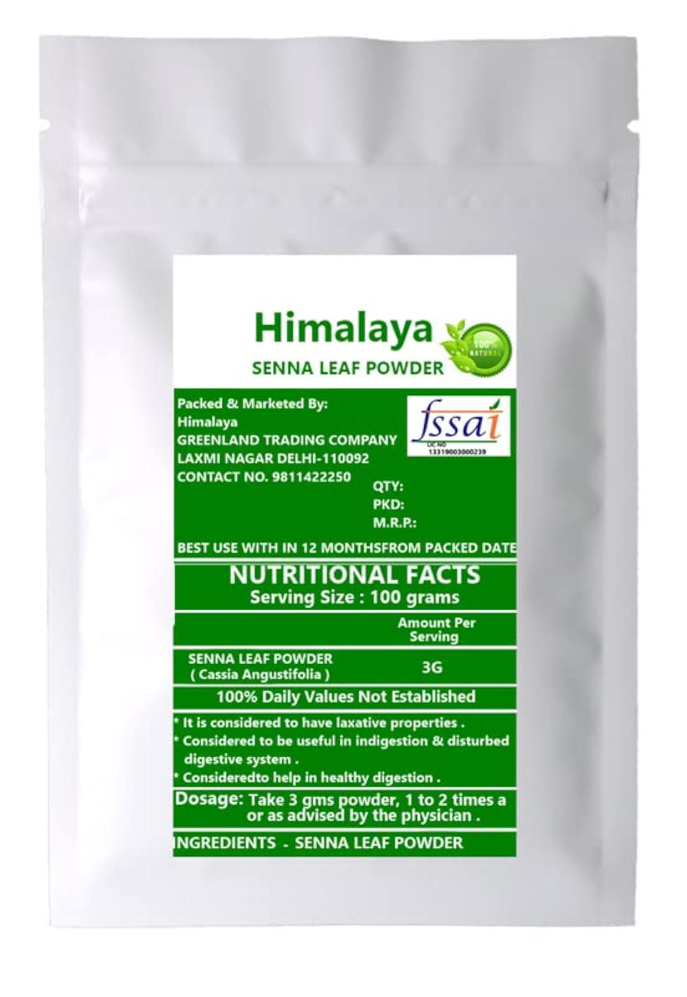Senna Powder (Sanay Leaves) 100 GM