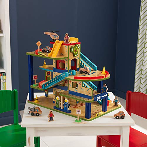 Kidkraft Wash N Go Wooden Car Garage Playset With 19-Piece Accessory Set And Moving Elevator, Gift For Ages 3+ #TOP2