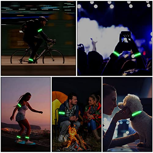 Miniatura 7 de Flintronic 2pcs Brazalete Led Recargable, Brazalete Led Running Con Banda Reflectante Running, Banda Reflectante Para Correr De Noche, Trotar, Deporte Al Aire Libre, Ciclismo-Incluye Cable Usb Verde