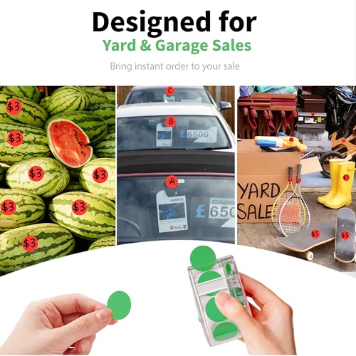 Image of 300 PCS of 1-inch Green Dot Stickers with Sticker Dispenser, Round Coding Labels Circle Dots Labels Stickers for Office, Classroom,Small Business,Papers
