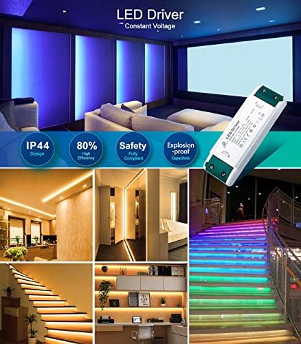 DUSKTEC 12V LED Driver 60W LED Transformer, Mains AC 240V to DC 12V 5A Low Voltage LED Power Supply, Constant Voltage Adapter for 12 Volt Strip Lights Cabinet Light or G4 Bulbs MR16 Lamps