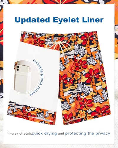 Image of SURF CUZ Mens Swim Trunks with Compression Liner Swim Shorts 7 inch Swimming Trunks Stretch 7 Inch Swim Suits Quick Dry