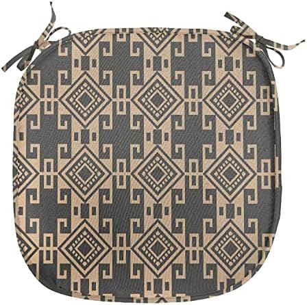 Amazon Com Lunarable Tribal Chair Seating Cushion Ethnic Bohemian Culture Damask Pattern Funky Earth Tones Aboriginal Pattern Soft Seat Pads For Office With Anti Slip Backing 16 X16 Dark Grey And Tan Office Products