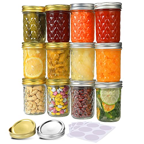 Spanla Mason Jars, 8 Oz Mason Jars Canning Jars Jelly Jars With Regular Lids And Bands, Ideal For Jam, Honey, Wedding Favors, Shower Favors, Baby Foods, Diy Magnetic Spice Jars, 12 Pack #TOP4