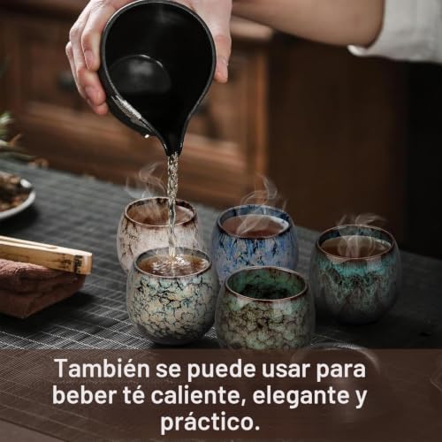 Miniatura 7 de Juego De Tazas De Café Espresso, 5 Piezas De Cerámica, Tazas De Espresso De 110 Ml,Tazas De Cerámica Gruesa, Sin Asa, Pequeña Taza De Té, Para Espresso, Moca, Macchiato, Té