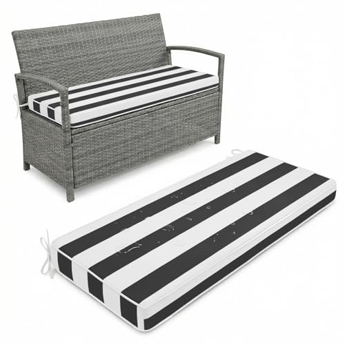 Coussin de banc imperméable d'extérieur 75x45 cm à rayures noires - 2