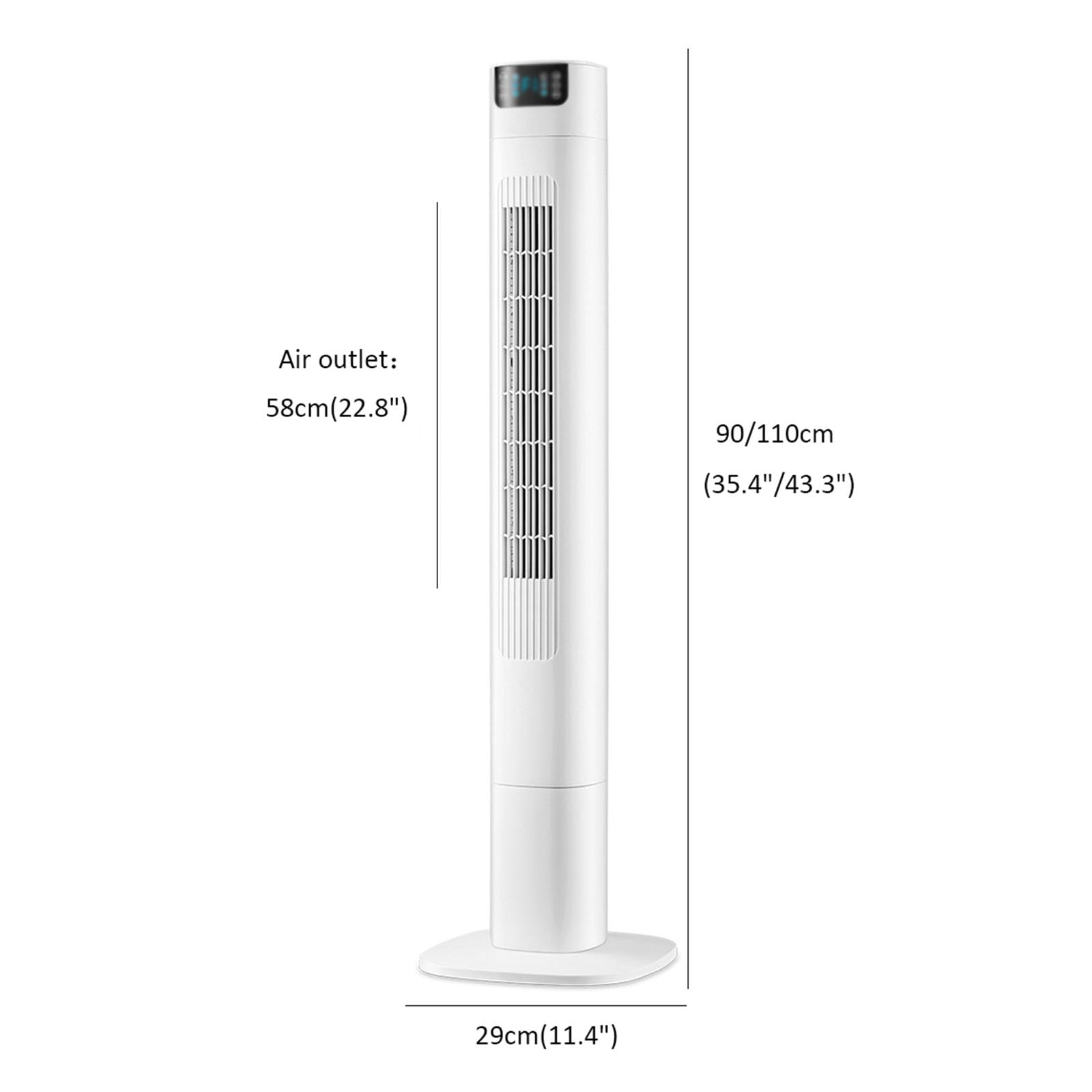 Ventilador con pie,silencioso torre aire con mando (90cm) | 3 velocidades, temporizador 2/4/8h, luz LED, depósito agua 600ml, para hogar, oficina y dormitorios estudiantiles