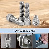 Dayalo 100 Stück M3x25 Schrauben, Zylinderkopfschrauben, Zylinderschrauben mit Innensechskant, Flachkopfschrauben, Edelstahl A2 V2A, Vollgewinde, Innensechskantschrauben mit Schlüssel – Ansicht 6