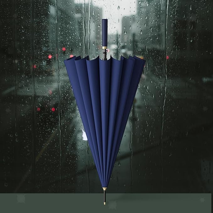 7Seas 24-Rib LARGE Luxury Look UMBRELLA | Windproof & Waterproof Premium Look Big Size Coverage Umbrella | Automatic Open Oversize Anti-UV Straight Umbrella for Rain Suitable for Man & Woman (Blue) 1