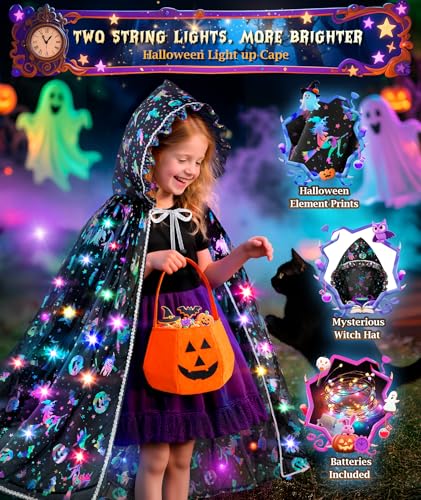 Capa Lumínica de Bruja para Niñas Halloween miniatura 2