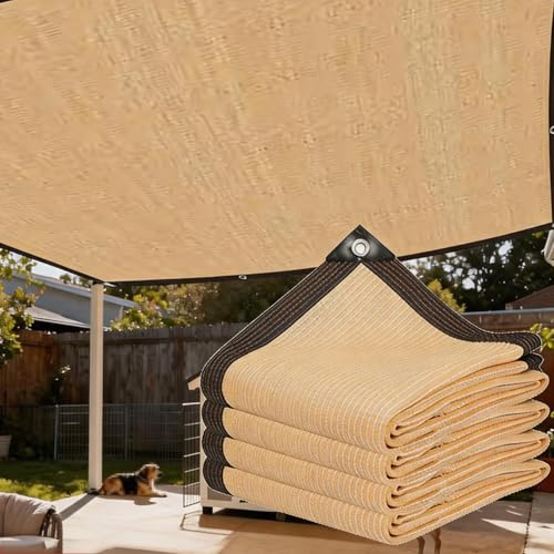 Filet d'ombrage respirant beige anti-UV durable avec oeillets - 2