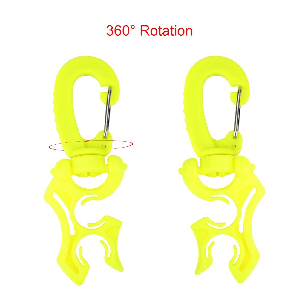 OUKENS Diving Hose Holder Clip Diving Double BCD Hose Clip with Snap Hook Buckle for Dive Snorkeling Accessories(Green)