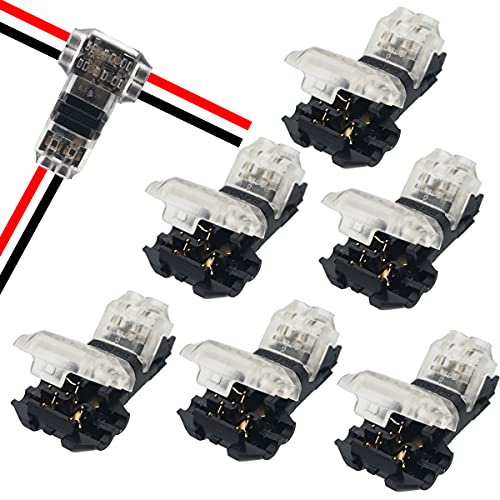Conectores de Cable de Empalme rápido Tipo T Piezas de terminales de Cable sin Soldadura de bajo Voltaje de 2 Pines para Alambre de Calibre 20-22 (6 PCS)