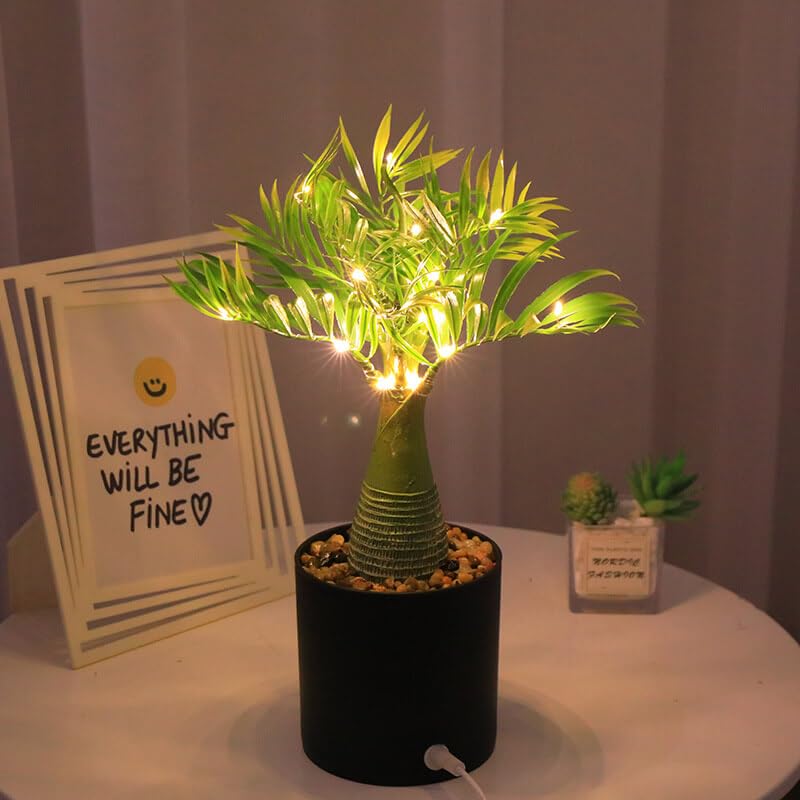 Twinkling Palm Tree Lamp, Realistic Artificial LED Botanical Decor, USB Powered Indoor Lighting for Bedroom Office Home, Nature Choice