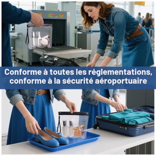 LOPHE Lot de 4 Sacs de Trousse de Toilette Transparents Noirs 20x20cm avec Poignées - Trousse Toilette de Voyage Étanche pour Valise Cabine - Organisation Cosmétiques et Accessoires Homme Femme – Image 7