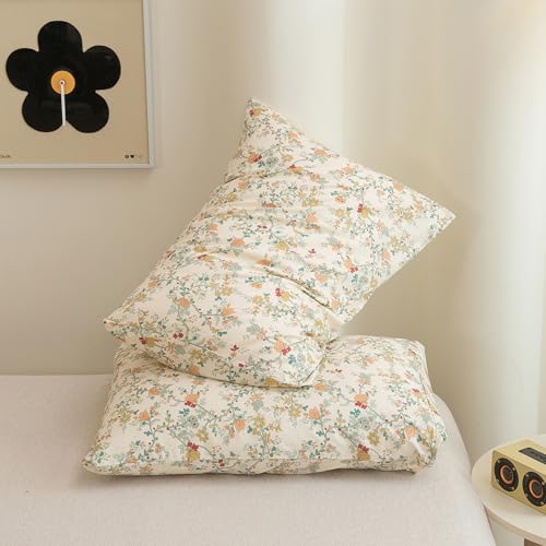 Image of ECOCOTT 2 Pack Pillowcase King Size, Floral Pillow Cases Set - 100% Cotton Pillow Covers with Envelope Closure (King, 20 inchx36 inch)
