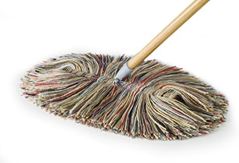 Sladust All Wool Dry Mop - Big Wooly with Wooden Handle - Made in The USA