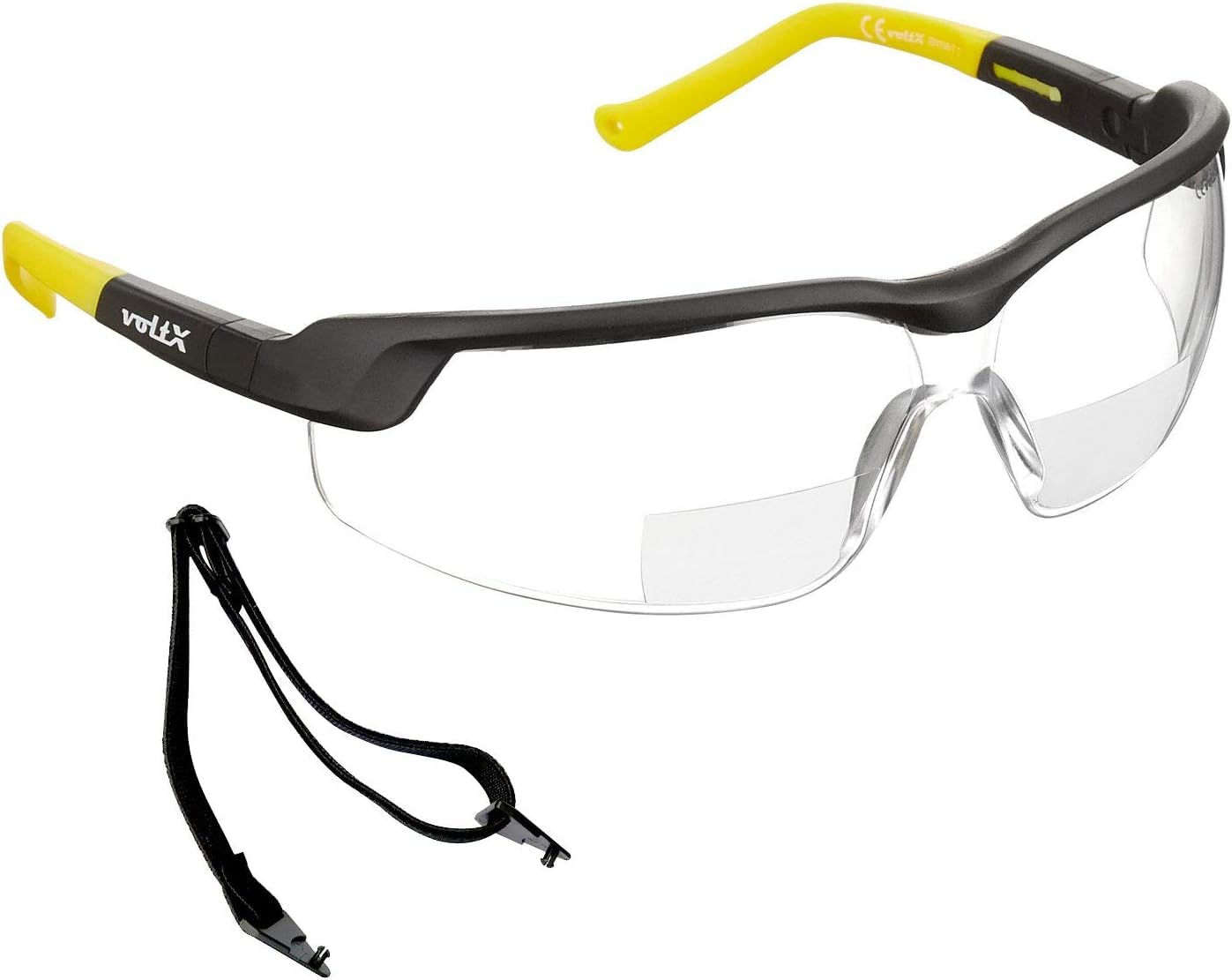 voltX GT ADJUSTABLE (2020 model) Bifocal Reading Safety Glasses (Clear Lens +1.0), UKCA & CE EN166FT Certified, Anti fog coated, UV400 Lens, Scratch resistant, Tilt and length adjustable earstems.