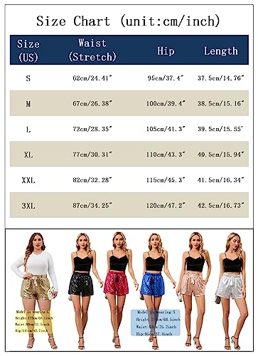 Iualxybb Women Summer Sequins Shorts High Waist Casual Loose A Line Hot Pants Sparkly Clubwear Night-Out Skorts thumb #1