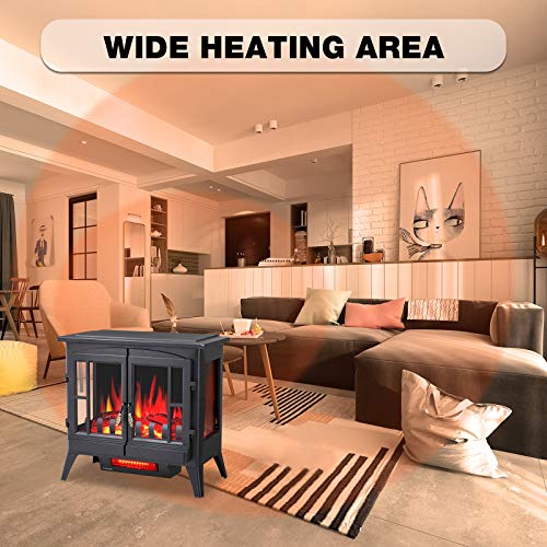 Image of Antarctic Star 3D Infrared Electric Fireplace Stove, Freestanding Fireplace Heater Adjustable Brightness,Portable,Thermostat,Overheating Protection,ETL Certified,1000W /1500W(23) Inch