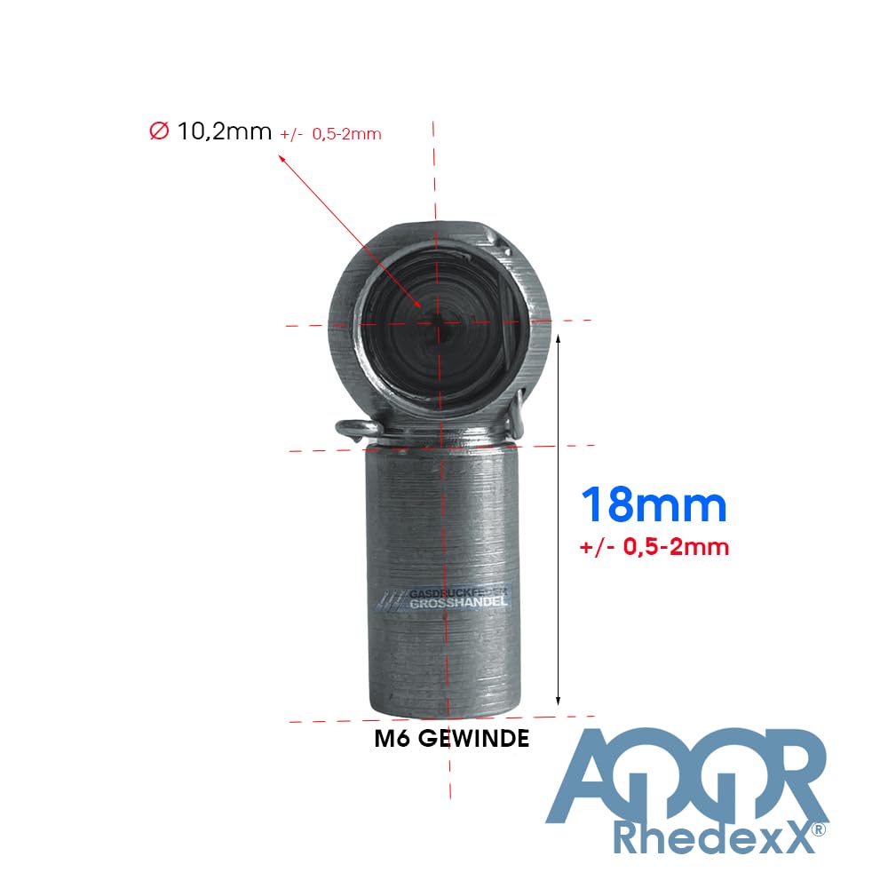 Molla a gas per ammortizzatore a gas, 245 mm/90 mm/50N-800 N, lunghezza 245 mm, hub 90 mm, Kraft-50N-800 N, molla a gas con padella angolare M6 (245/90/600 N)