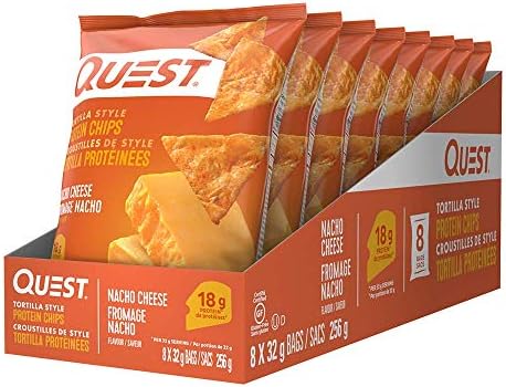 Quest Nutrition Nacho Cheese Flavour Tortilla Style Protein Chips, High Protein, Gluten Free, Baked, Not Fried, 1g Sugar, 5g Carbs, 8ct - 4