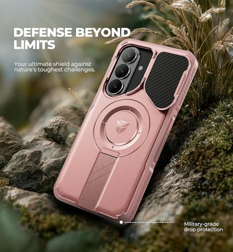 Image of Dexnor for Samsung Galaxy S26 Plus Case with Camera Cover & Adjustable Kickstand & Screen Protector, Compatible with MagSafe, Rugged Shockproof Bumper Cases Magnetic Protective Cover(2026),Peony Pink
