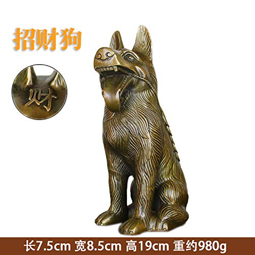 gyl Apertura De Cobre Puro Decoración del Perro Wangcai Perro Zodiaco Perro Lucky Copper Dog Inicio Feng Shui Decoración Relleno Esquina Noroeste,???????23.5cm ????