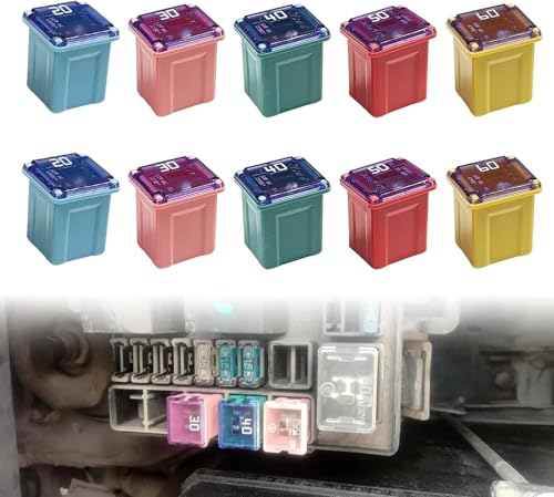 Kit de 10 fusibles JCASE de perfil bajo, para camionetas, autos y SUV (20 A, 30 A, 40 A, 50 A, 60 A) miniatura 1