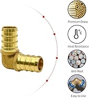 Vista 2 de Paquete de 100 accesorios PEX de 1/2", accesorios de codo PEX de latón para tubería y tubo PEX