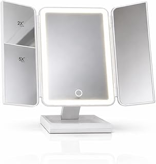 Espejo de tocador LED de tres pliegues con lu...