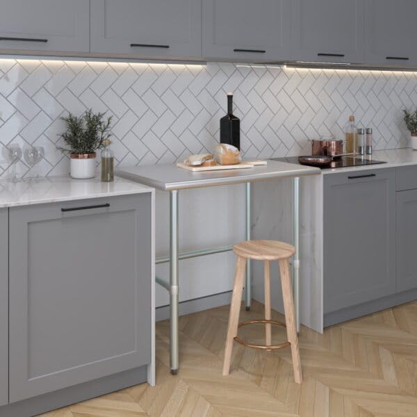 3634 x 3034 open base stainless steel work table  nsf certified heavy duty commercial prep table with galvanized legs for kitchens labs amp utility rooms