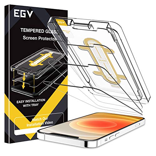 EGV Compatibile con iPhone 12 Mini Protector de Pantalla,3 Pack,Cristal Templado, Instalación Sencilla con la guía de Herramientas de Alineación
