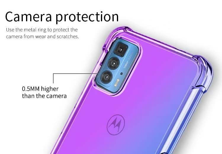 HONLEN Custodia per Motorola Moto Edge 20 Pro Case, (6.7 Inches) Trasparente Sfumato TPU Silicone Progettata, 4 Angoli rinforzati Case
